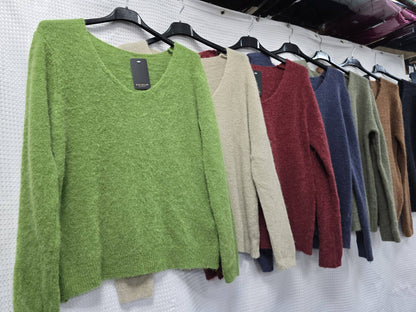 V Neck Alpaca Soft Touch Knit: Sky blue