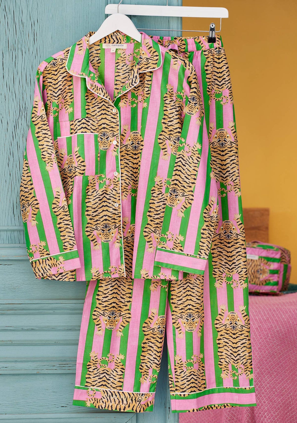 Tiger Stripe Pyjamas - Pink Green: Large(L)
