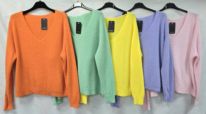 V Neck Alpaca Soft Touch Knit: Soft pink