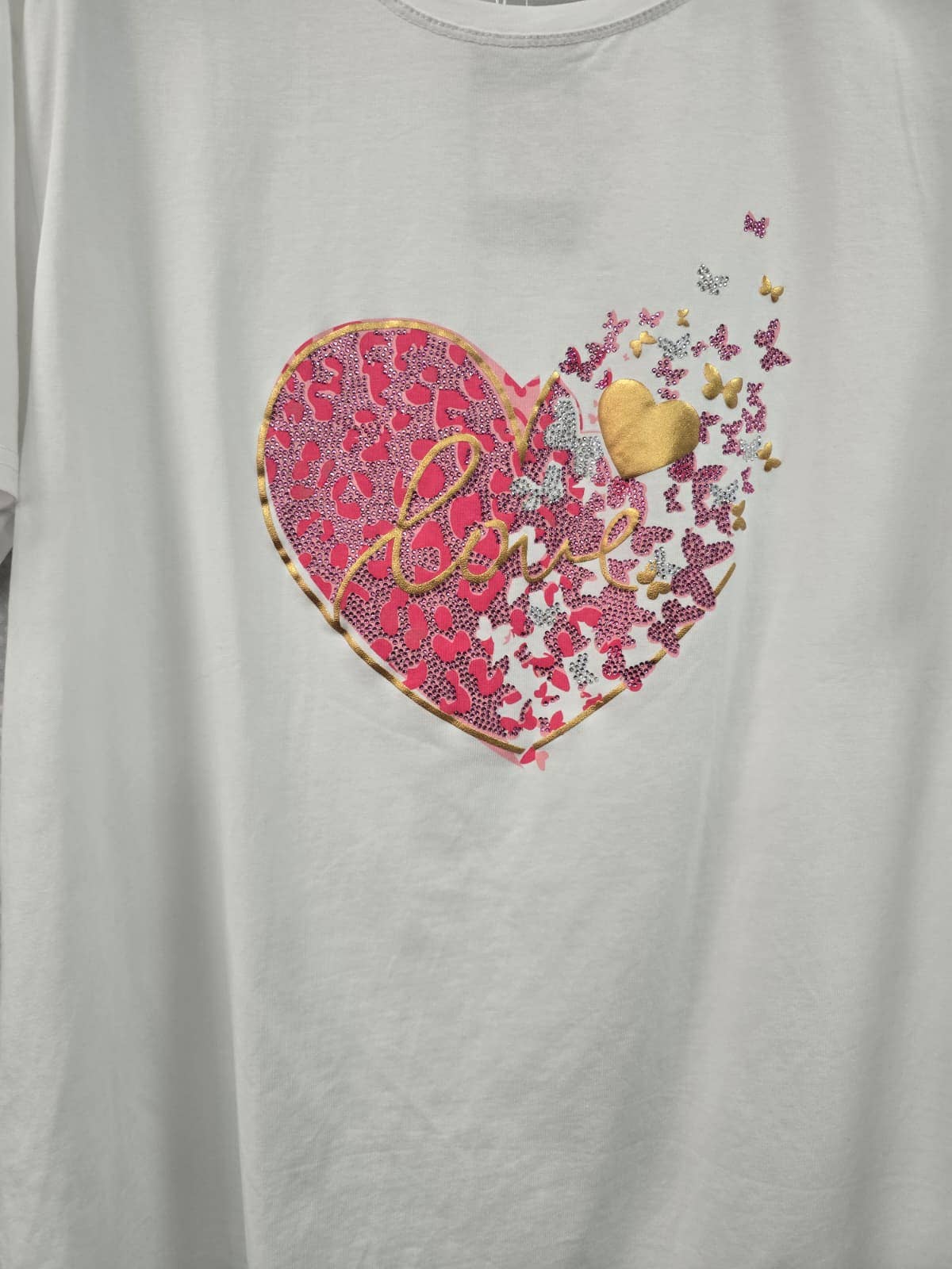 Love Heart Sequin Cotton T-shirt: Black