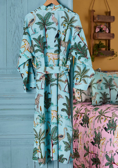 Jungle Print Dressing Gown - Jade: Small/Medium(SM)