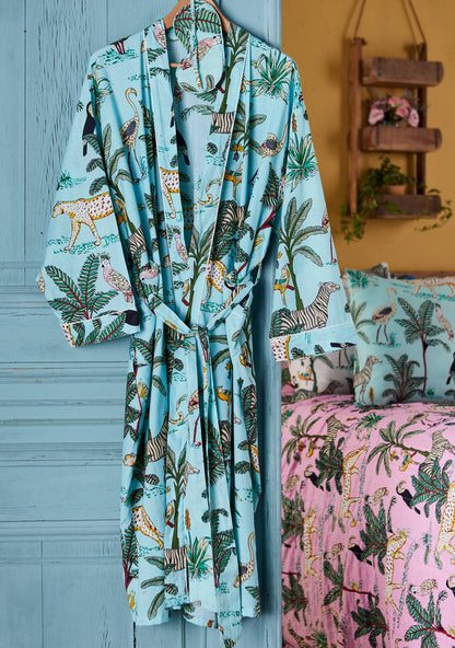 Jungle Print Dressing Gown - Jade: Small/Medium(SM)