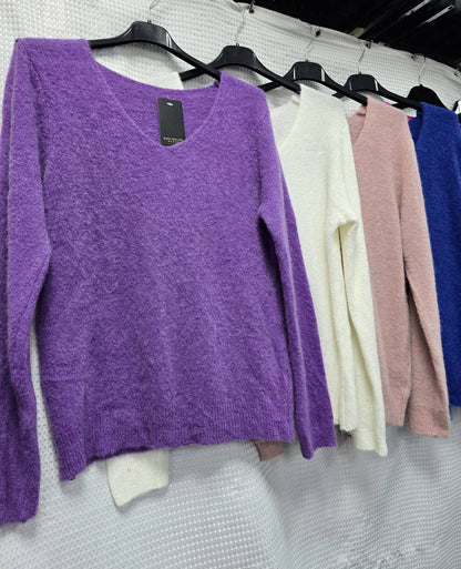 V Neck Alpaca Soft Touch Knit: Taupe