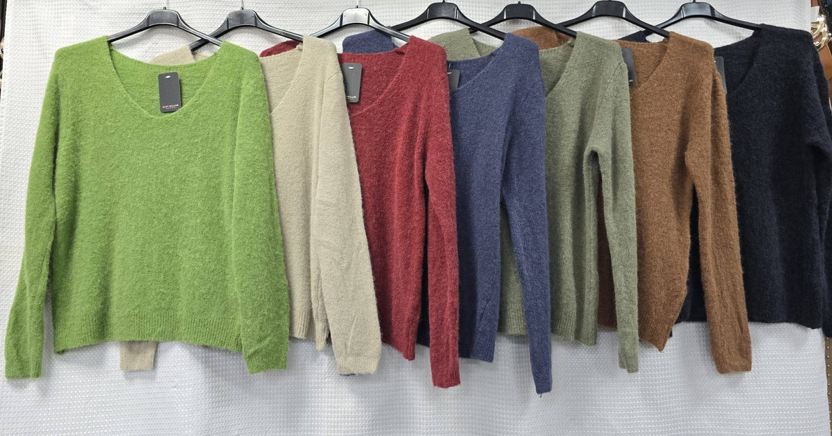 V Neck Alpaca Soft Touch Knit: Sky blue